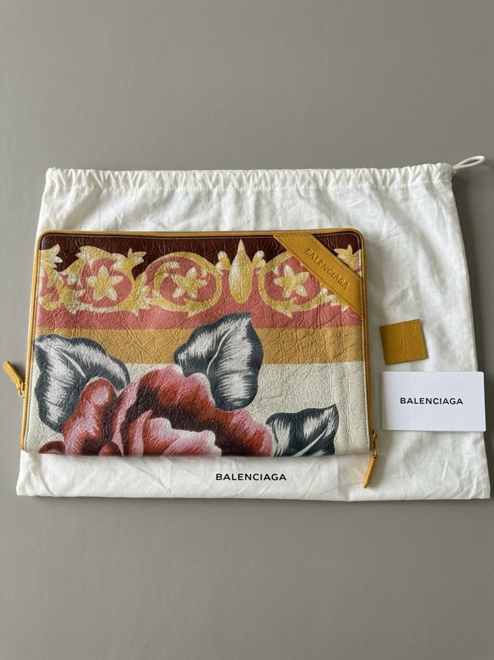 Balenciaga Agneau Floral Print Blanket Pouch